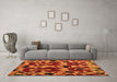 Machine Washable Abstract Orange Modern Area Rugs in a Living Room, wshabs4553org