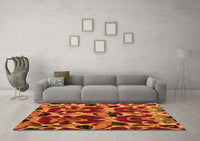 Machine Washable Abstract Orange Modern Rug, wshabs4553org