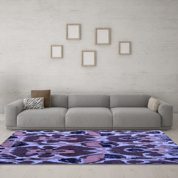 Machine Washable Abstract Blue Modern Rug in a Living Room, wshabs4553blu