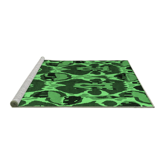 Sideview of Machine Washable Abstract Emerald Green Modern Area Rugs, wshabs4553emgrn