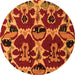 Round Machine Washable Abstract Orange Modern Area Rugs, wshabs4553org