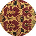 Round Machine Washable Abstract Brown Modern Rug, wshabs4553brn