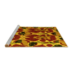 Sideview of Machine Washable Abstract Yellow Modern Rug, wshabs4553yw