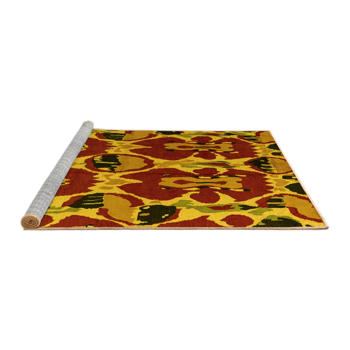 Sideview of Machine Washable Abstract Yellow Modern Rug, wshabs4553yw