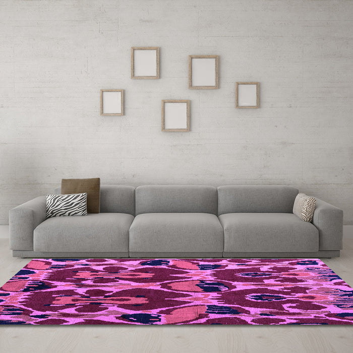 Machine Washable Abstract Purple Modern Area Rugs in a Living Room, wshabs4553pur