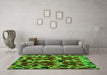 Machine Washable Abstract Green Modern Area Rugs in a Living Room,, wshabs4553grn