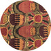 Round Machine Washable Abstract Brown Modern Rug, wshabs4554brn