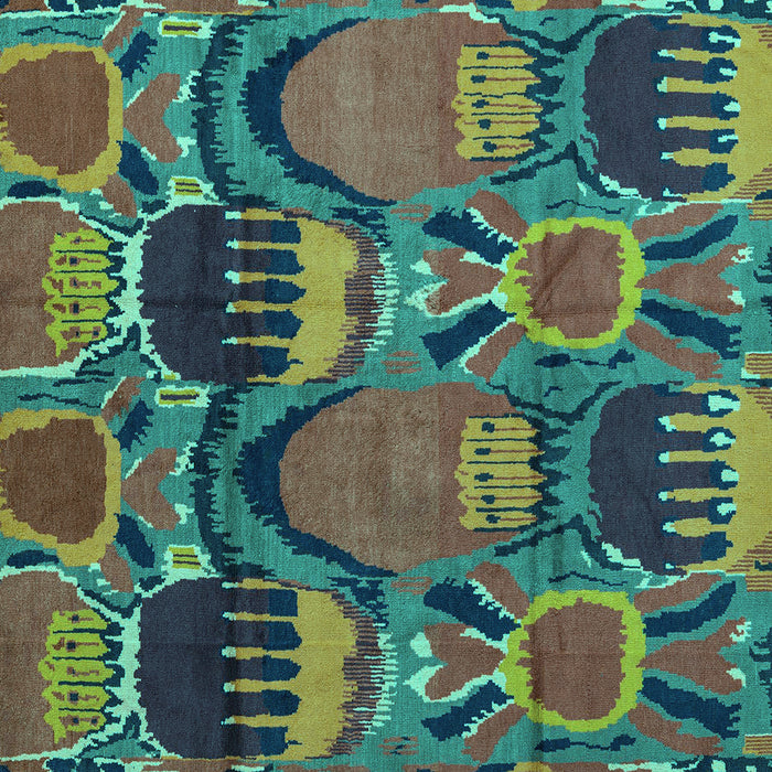 Square Abstract Turquoise Modern Rug, abs4554turq