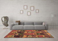 Machine Washable Abstract Brown Modern Rug, wshabs4554brn