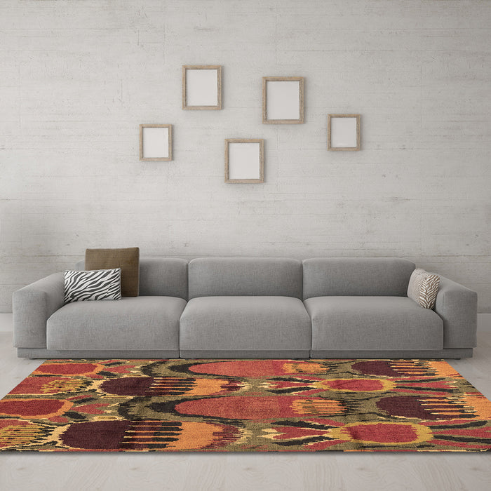 Machine Washable Abstract Brown Modern Rug in a Living Room,, wshabs4554brn