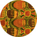 Round Machine Washable Abstract Yellow Modern Rug, wshabs4554yw