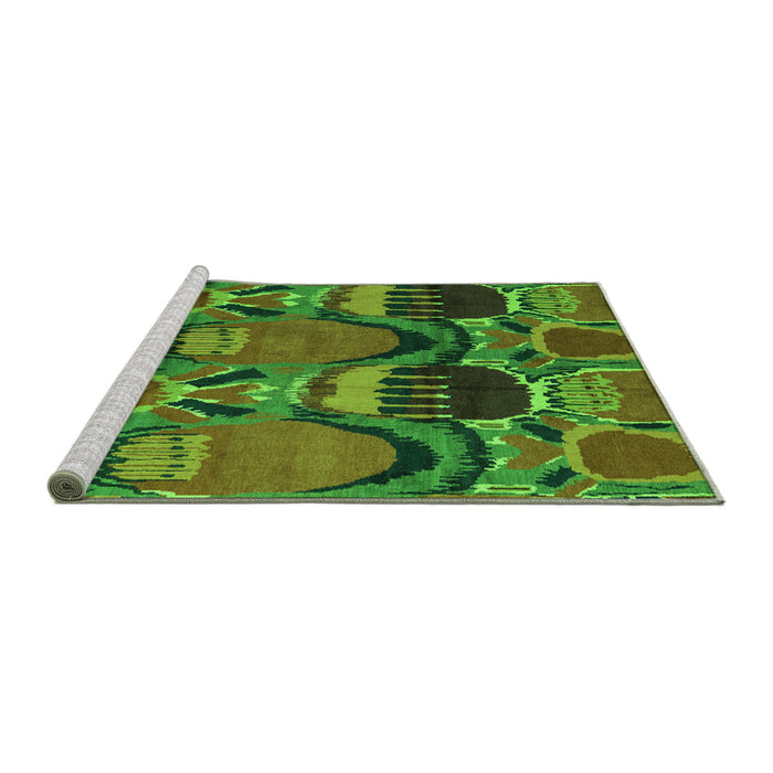 Sideview of Machine Washable Abstract Green Modern Area Rugs, wshabs4554grn