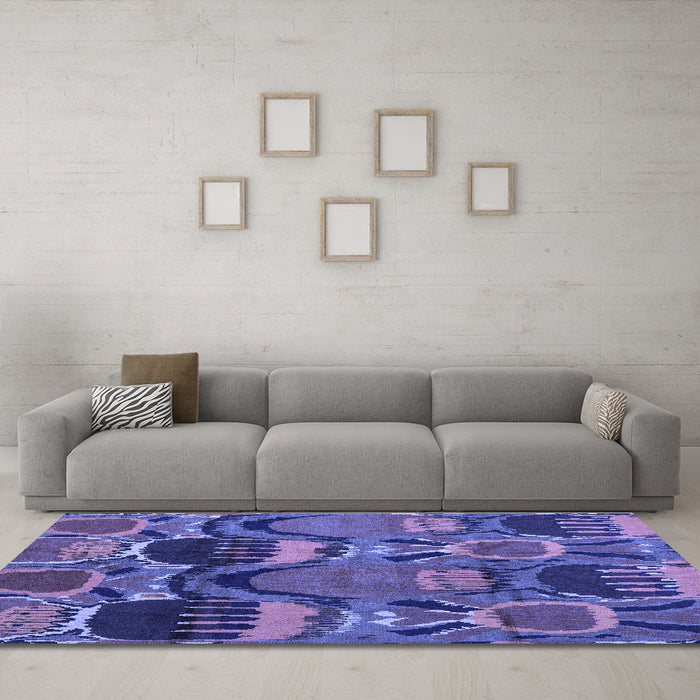 Machine Washable Abstract Blue Modern Rug in a Living Room, wshabs4554blu