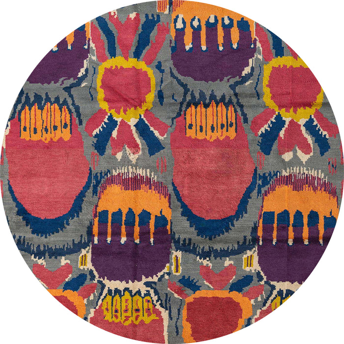 Round Machine Washable Abstract Dark Almond Brown Rug, wshabs4554