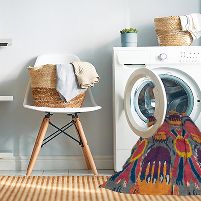 Machine Washable Abstract Dark Almond Brown Rug in a Washing Machine, wshabs4554