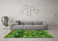 Machine Washable Abstract Green Modern Rug, wshabs4554grn