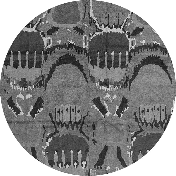 Round Machine Washable Abstract Gray Modern Rug, wshabs4554gry