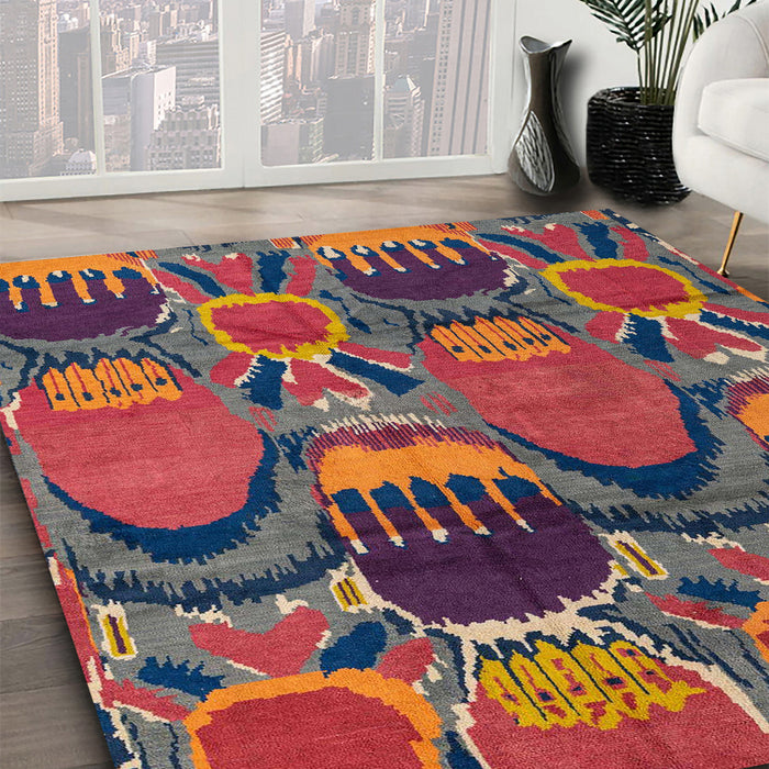 Machine Washable Abstract Dark Almond Brown Rug in a Family Room, wshabs4554