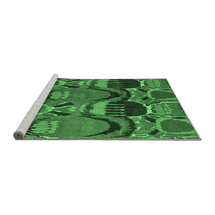 Sideview of Machine Washable Abstract Emerald Green Modern Area Rugs, wshabs4554emgrn