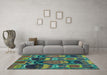 Machine Washable Abstract Turquoise Modern Area Rugs in a Living Room,, wshabs4554turq