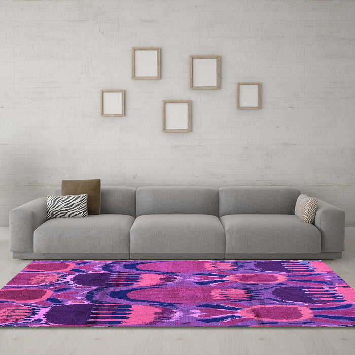 Machine Washable Abstract Purple Modern Area Rugs in a Living Room, wshabs4554pur