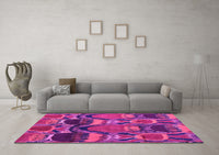 Machine Washable Abstract Pink Modern Rug, wshabs4554pnk