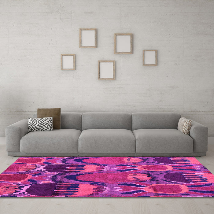 Machine Washable Abstract Pink Modern Rug in a Living Room, wshabs4554pnk