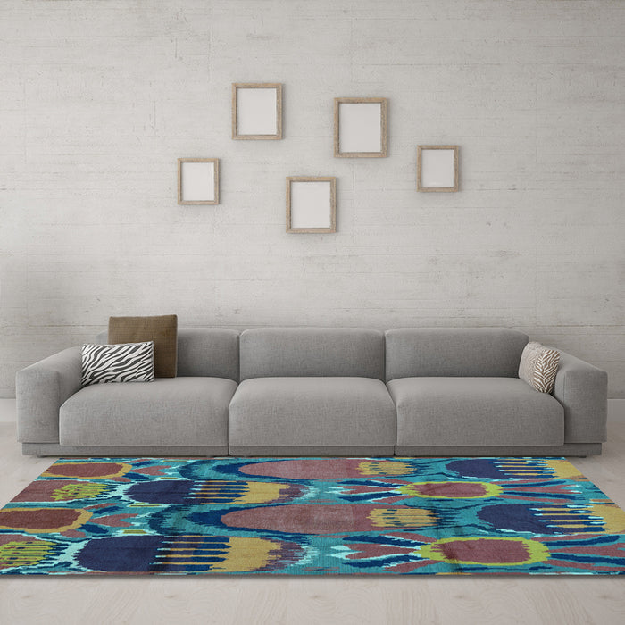 Machine Washable Abstract Light Blue Modern Rug in a Living Room, wshabs4554lblu
