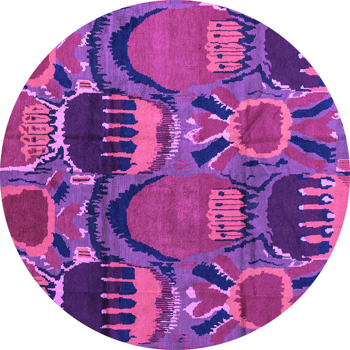 Round Machine Washable Abstract Purple Modern Area Rugs, wshabs4554pur