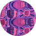 Round Machine Washable Abstract Purple Modern Area Rugs, wshabs4554pur