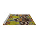 Sideview of Machine Washable Abstract Brass Green Rug, wshabs4555