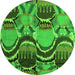 Round Abstract Green Modern Rug, abs4555grn