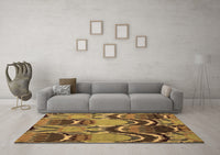 Machine Washable Abstract Brown Modern Rug, wshabs4555brn