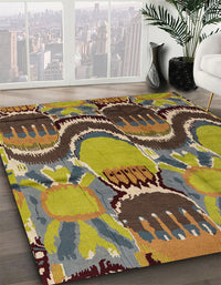 Abstract Copper Green Modern Rug, abs4555