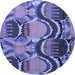 Round Machine Washable Abstract Blue Modern Rug, wshabs4555blu