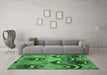 Machine Washable Abstract Emerald Green Modern Area Rugs in a Living Room,, wshabs4555emgrn