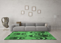 Machine Washable Abstract Emerald Green Modern Rug, wshabs4555emgrn