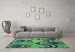 Machine Washable Abstract Turquoise Modern Area Rugs in a Living Room,, wshabs4555turq