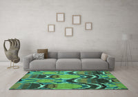 Machine Washable Abstract Turquoise Modern Rug, wshabs4555turq