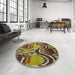 Round Abstract Copper Green Modern Rug in a Office, abs4555