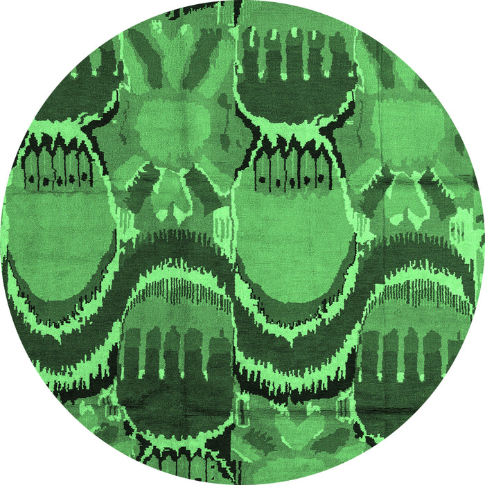 Round Abstract Emerald Green Modern Rug, abs4555emgrn