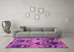 Machine Washable Abstract Purple Modern Area Rugs in a Living Room, wshabs4555pur