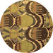 Round Machine Washable Abstract Brown Modern Rug, wshabs4555brn