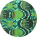 Round Abstract Turquoise Modern Rug, abs4555turq