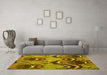 Machine Washable Abstract Yellow Modern Rug in a Living Room, wshabs4555yw