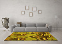 Machine Washable Abstract Yellow Modern Rug, wshabs4555yw