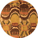 Round Abstract Orange Modern Rug, abs4555org