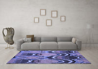 Machine Washable Abstract Blue Modern Rug, wshabs4555blu