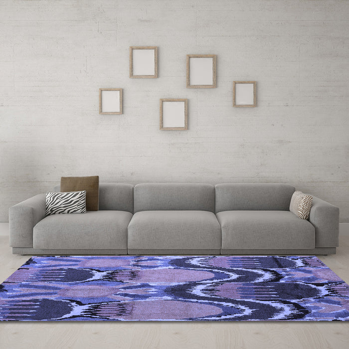 Machine Washable Abstract Blue Modern Rug in a Living Room, wshabs4555blu