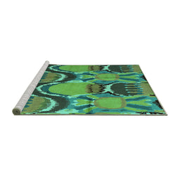 Sideview of Machine Washable Abstract Turquoise Modern Area Rugs, wshabs4555turq